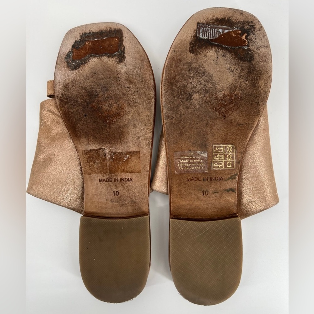 Free People Tan Metallic Suede Slide Sandals - Picture 6 of 6